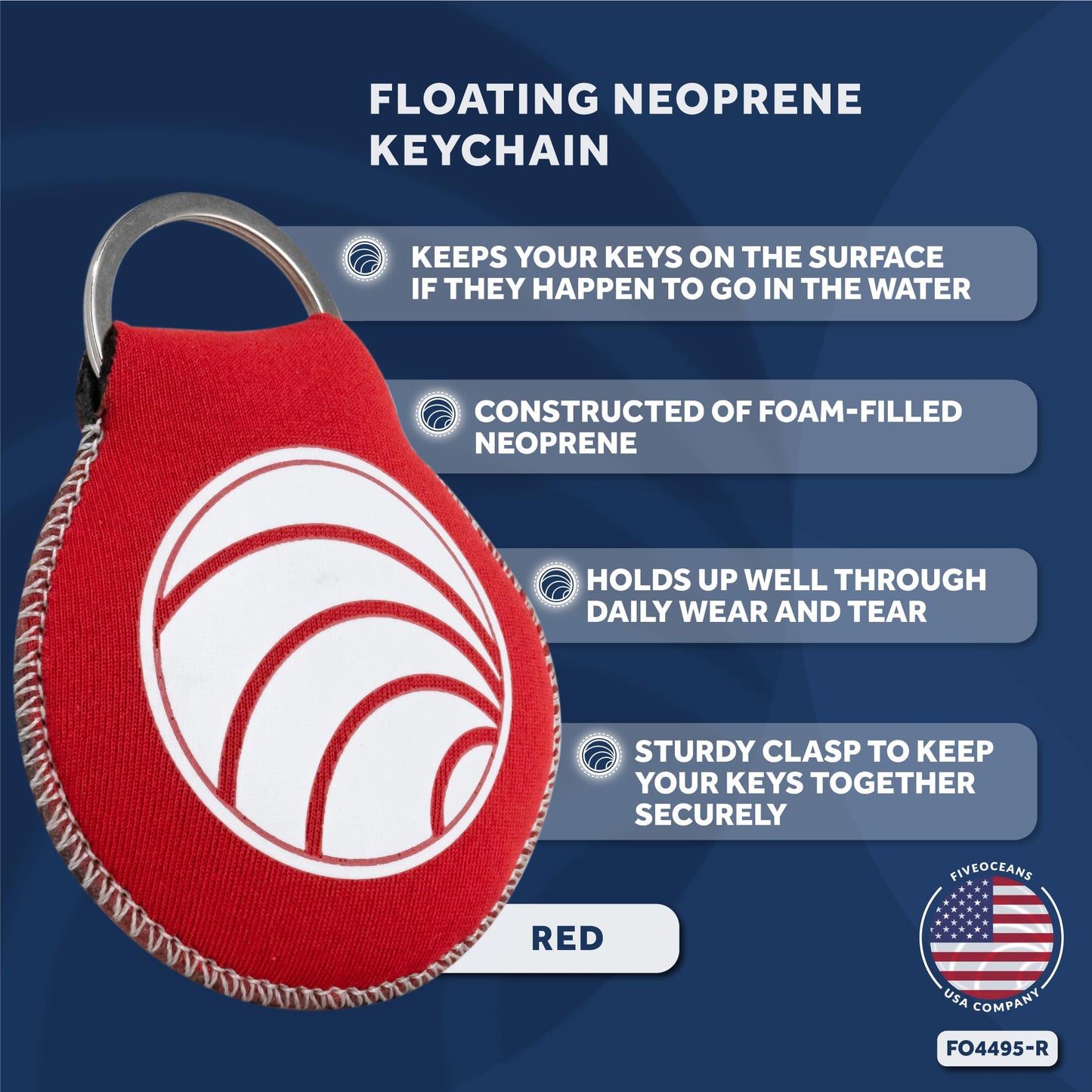Five Oceans Floating Neoprene Keychain, Red - FO4495-R