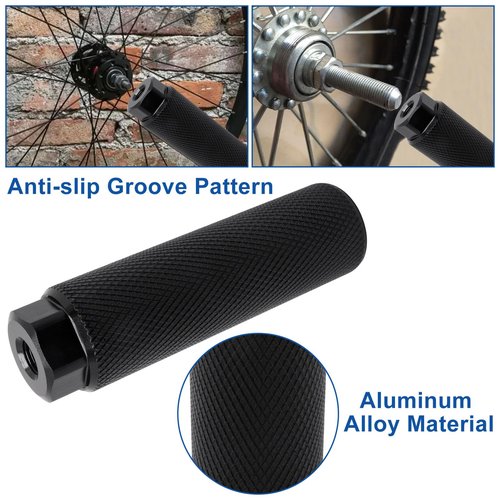SWZHAI Bike Pegs for 3/8 inch Axles 2 Pairs, Aluminum Alloy Anti-Skid Lead Foot Bicycle Pegs BMX Pegs for Mountain Bike Cycling Rear Stunt Pegs Black