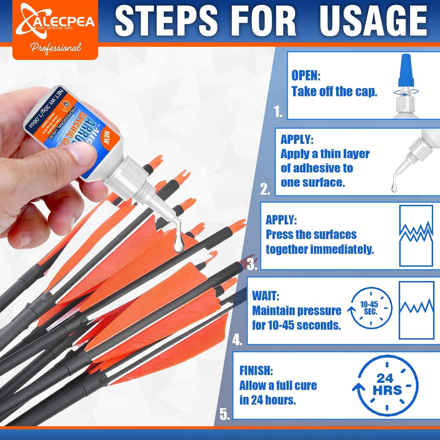 30g Instant Arrow Fletching Glue, Fast-Curing Clear Adhesive for Vanes, Feathers, and Inserts, Perfect for Aluminum, Carbon, and Wood Shafts, Ideal Archery Accessory