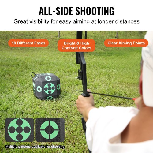 VEVOR Archery Target Block, 15"x15" All-Side Block Target Block, Outdoor Portable Crossbow Target with Carry Handle, Easy Arrow Removal, Great Visibility, Lightweight, Easy to Transport, Black