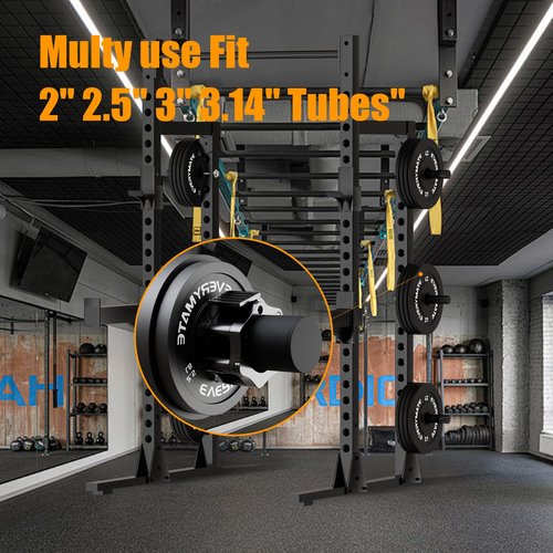 EVERYMATE Weight Plate Holder Power Rack Attachment 2 Inch Olympic Plate Storage Power Squat Rack Holder Weight Plates for 2x2 3x3 2x3 Power Cage Accessories(1" Hole) Weight Plate Rack