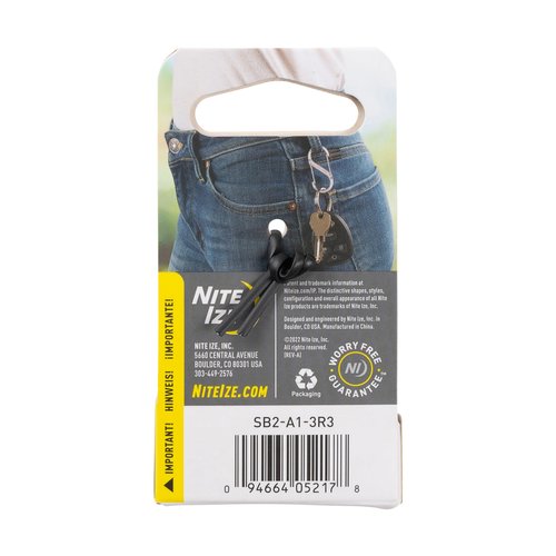 Nite Ize S-Biner Stainless Steel Dual Carabiner - Multi Purpose Dual Carabiner Clip - Great for Camping Supplies & Hiking Essentials - Secure Key Holder - Size 2, Black/Stainless Steel (2 Pack)