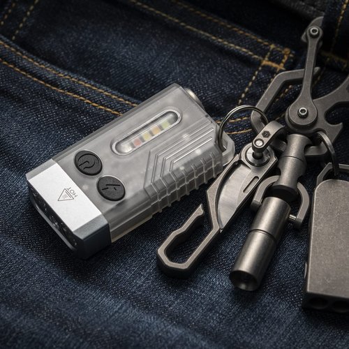 sayram EDC Keychain Flashlight, Mini LED Flashlights with UV Light, Rechargeable Pocket Keychain Light, IP65 Waterproof Small Flashlight for Camping, Outdoor, Emergency (White)