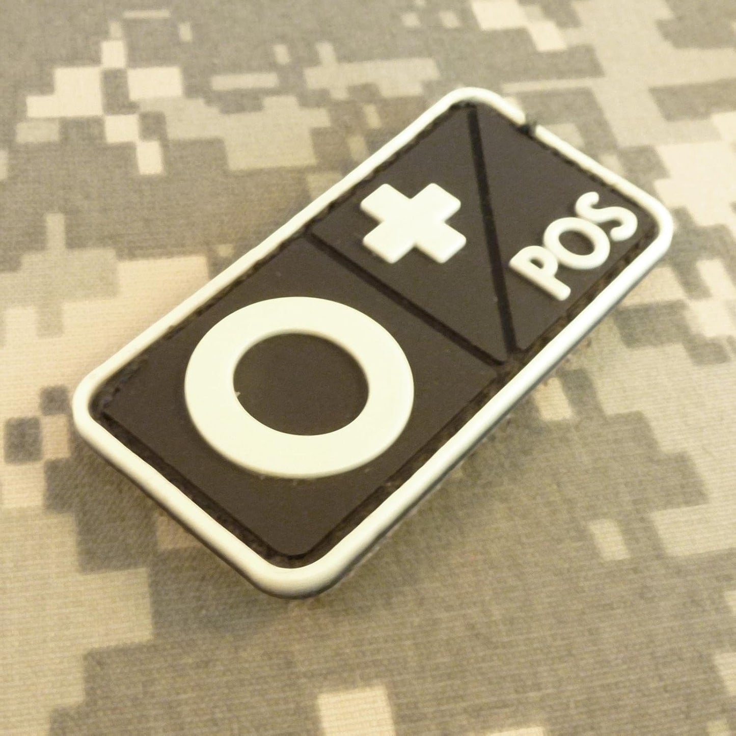 Mini First Aid Blood Type PVC Patch Black and White Glow Dark Compatible with Velcro PVC Patches for Hats,Plate Carrier,Ifak,First Aid Kit Patch (O Positive)