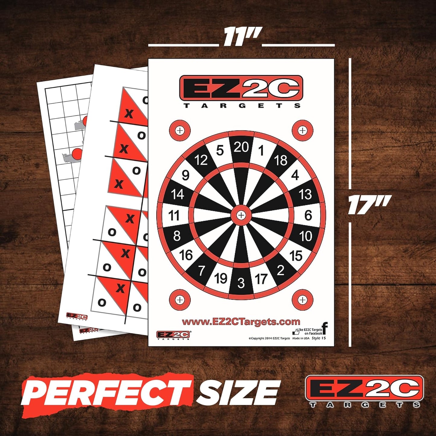 5 Style Gun and Rifle Paper Targets Bundle Pack for Shooting by EZ2C ~ Highly Visible and Bright Game Target ~ for Gun Range or Outdoor Use ~ 11" x 17"