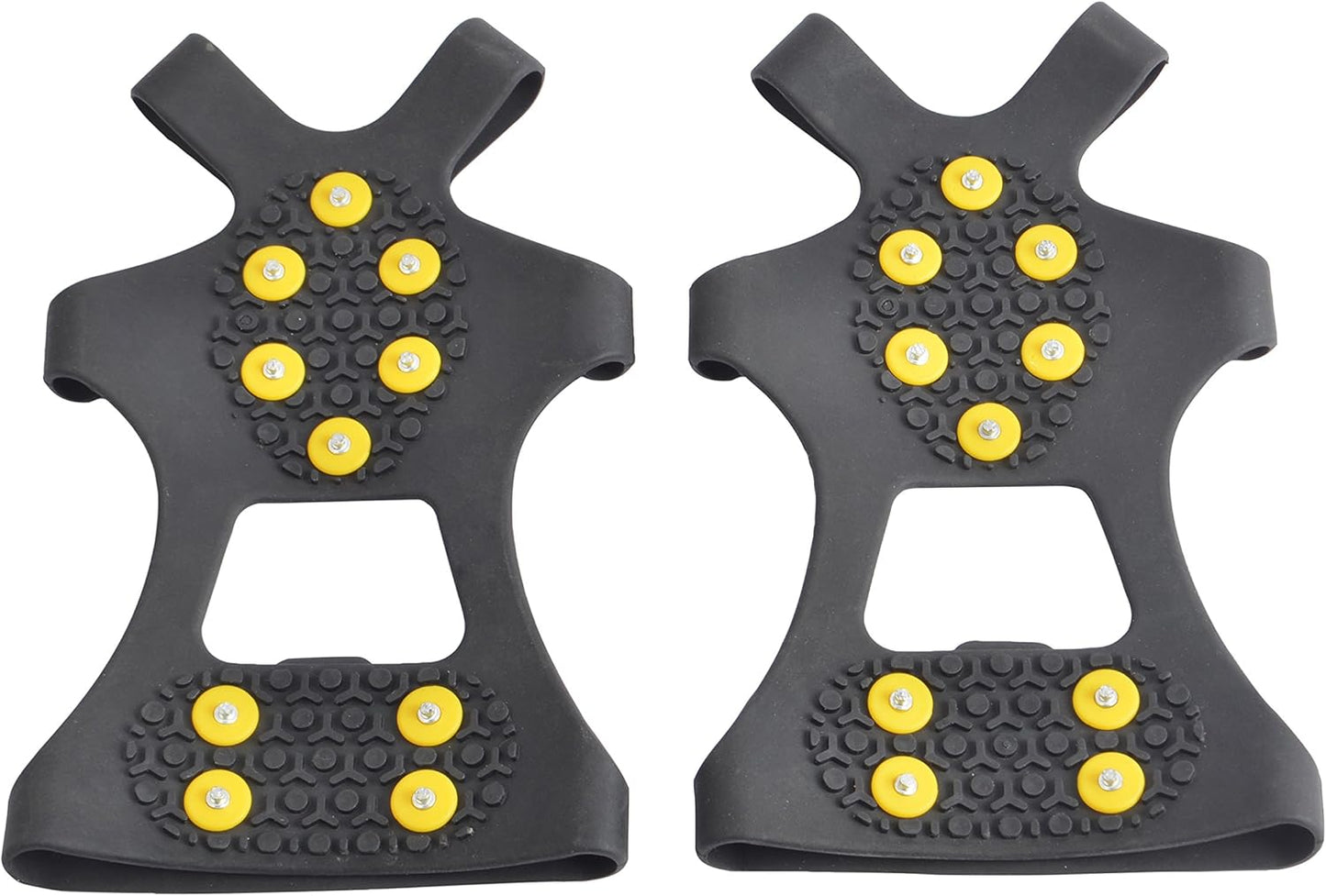 Ice Grips, Traction Cleats, Ice Cleat, Easy Slip On, Outdoor Durable, 10 Steel Studs, Stretchable, Prevent Slipping from Ice/Snow, Extra Studs Included in Each Package.