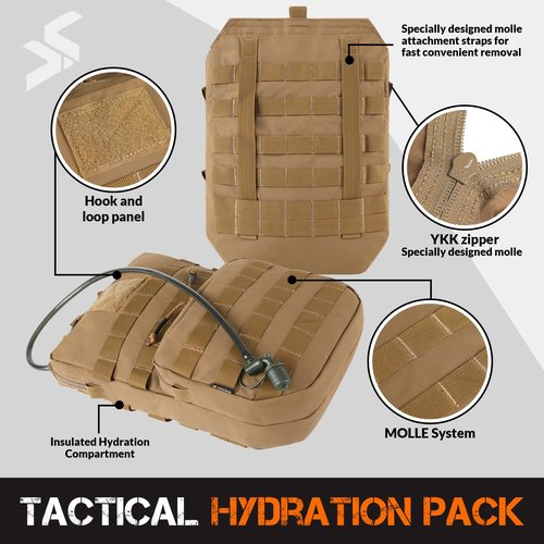 VOTAGOO GEAR Tactical Molle Hydration Pack 3L Hydration Carrier Pack Water Reservoir Bag for Molle Vest Backpack