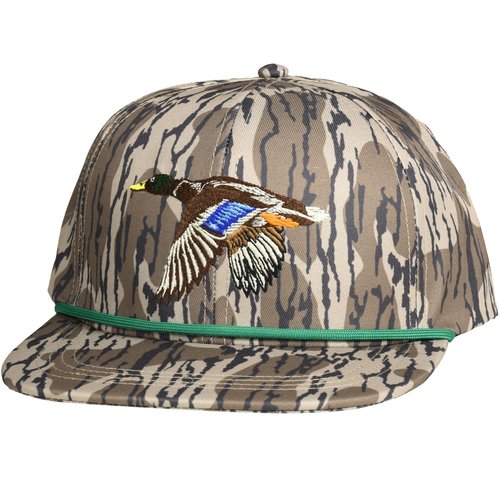 EDTREK Performance Outdoorsman Snapback Truck Hat with Flat Brim - Unique Animal Embroidery (Flying Duck with Rope - Bottomlands)