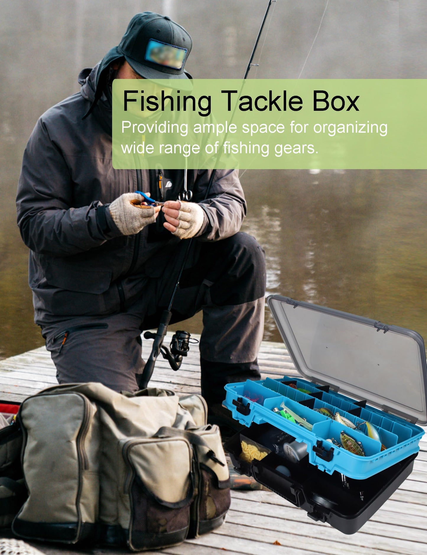 YVUDW Tackle Box Fishing Tackle Box Large Tackle Storage Box for Fishing Tackle Box Organizer Double-sided Tacklebox with Dividers Fishing Tackle Storage Boxes with Handle