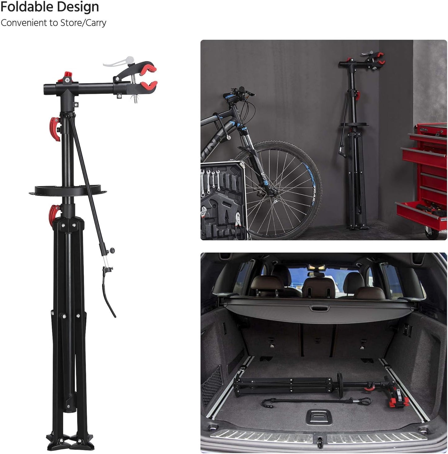 Yaheetech Bike Repair Stand - Height Adjustable Bicycle Workshop Stand with Tool Tray for Road & Mountain Bikes, Red/Blue