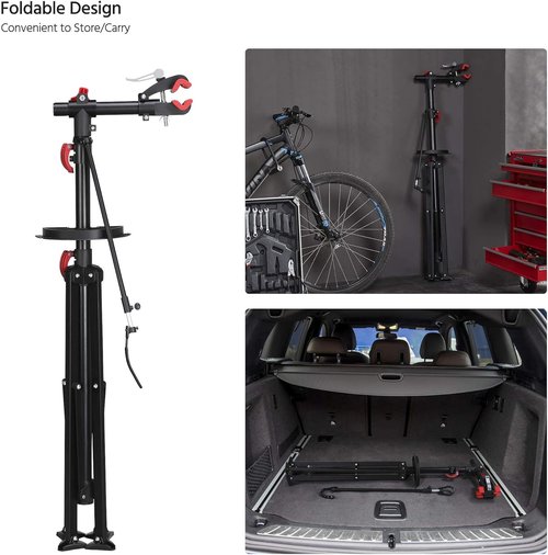 Height Adjustable Bike Repair Stand with Tool Tray for Road & Mountain Bikes - Yaheetech