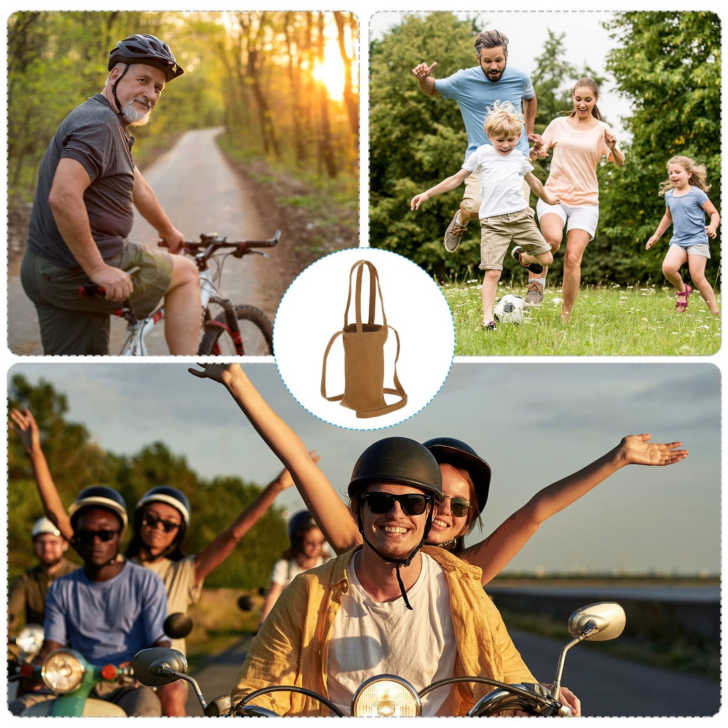 PATIKIL Water Bottle Holder with Strap, Portable Water Bottle Carrier Wide-Open Water Bottle Sleeve Pouch for Camping, Fishing, Hiking, Brown