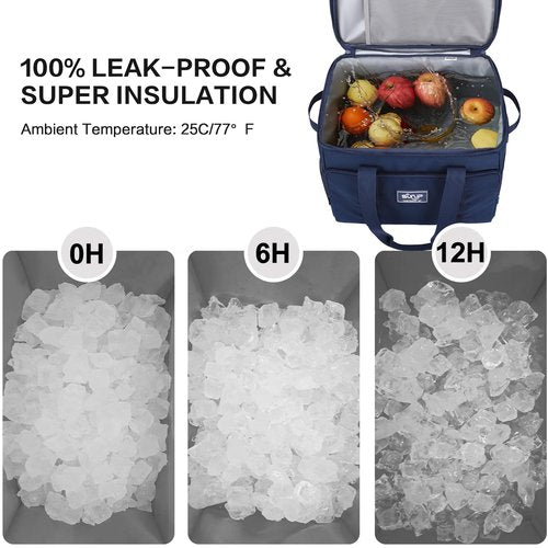 SUNUP 48 Cans Soft Sided Insulated Cooler Bag, Collapsible Large Ice Chest, Portable Leak-Proof Cooler for Travel, Camping, Beach, Grocery, Blue