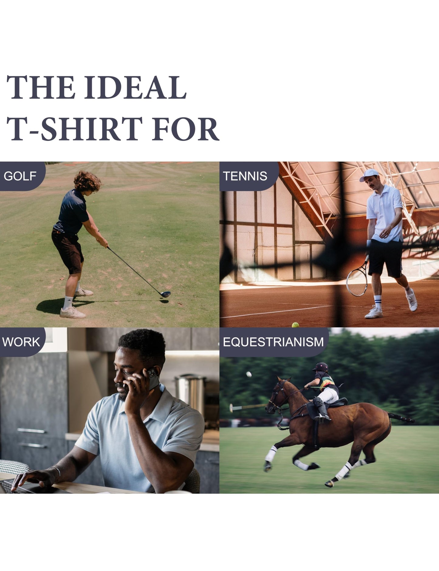 Little Donkey Andy Mens Wool Polo Shirts Moisture Wicking, Quick-Dry Performance Short Sleeve Golf Shirts for Men (Black S)