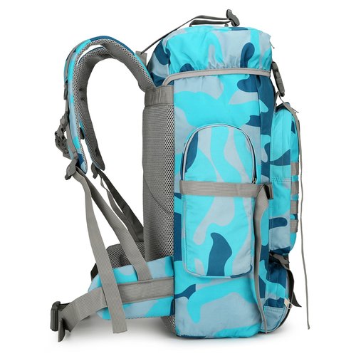 W WINTMING 45L Hiking Backpack Camping Rucksack Molle Military Backpack for Outdoor Traveling (BlueMix)