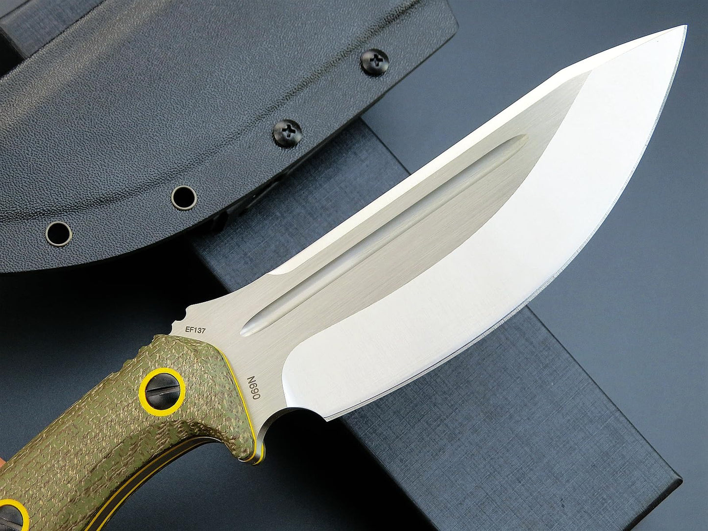 Eafengrow EF137 Fixed Blade Knife 2" Width N690 Steel Blade Micarta Handle Full Tang Heavy Duty Straight Knifes for Outdoor Working Camping Bushcraft(Green)