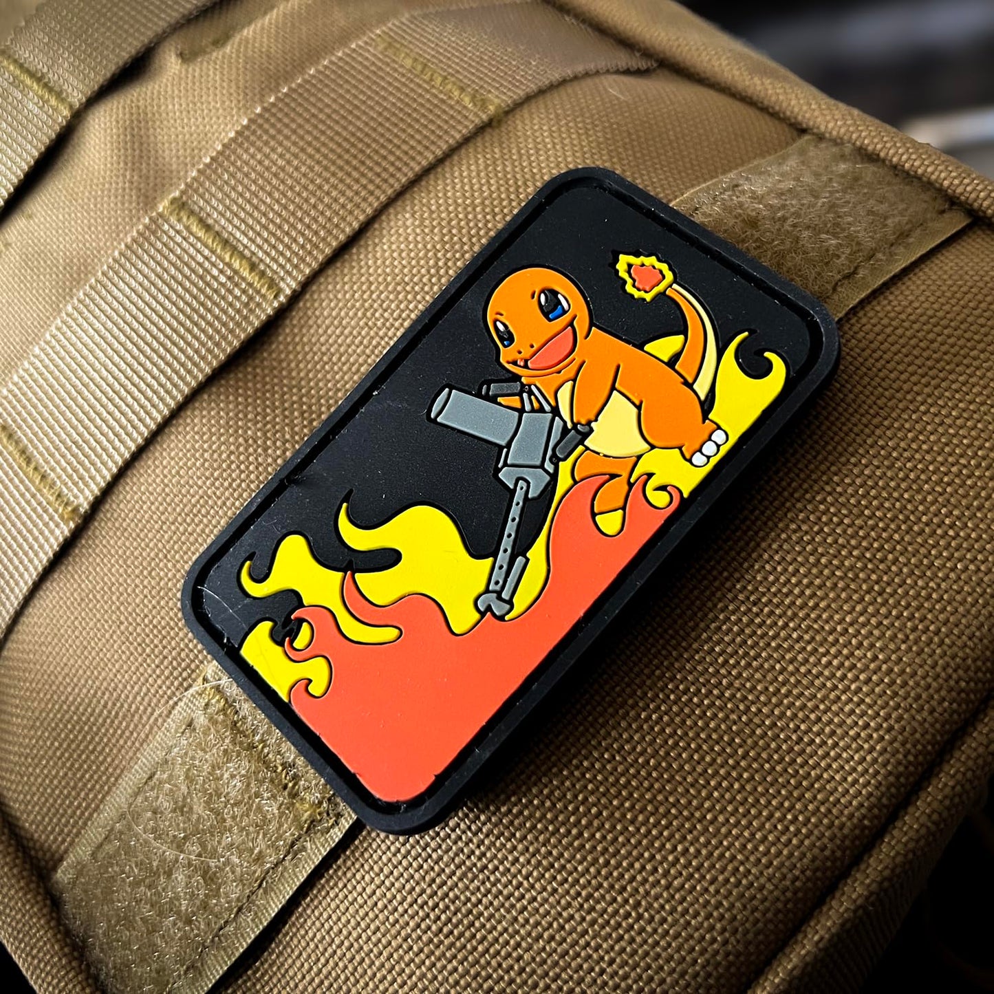 Fire Lizard with Flamethrower Tactical PVC Morale Patch | Hook & Loop Backing