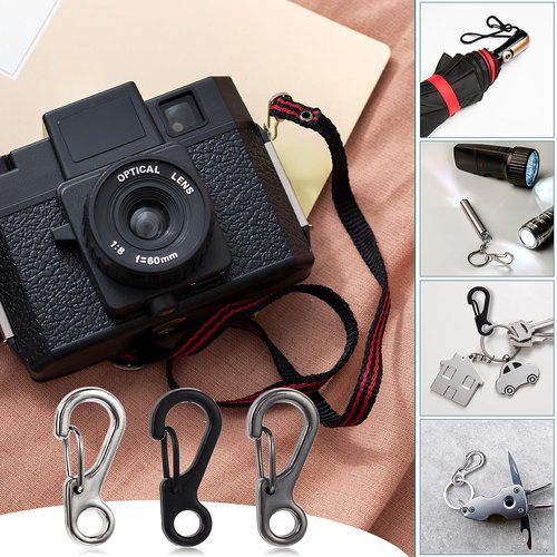 Ouligay 48PCS Tiny Carabiner Clip Mini Carabiner Clip Mini Paracord Hanging Clips Metal Hook EDC Keychain Mini Hanging Buckle Metal Small Spring Snap Hooks for Camera Strap, Flashlight, Backpack