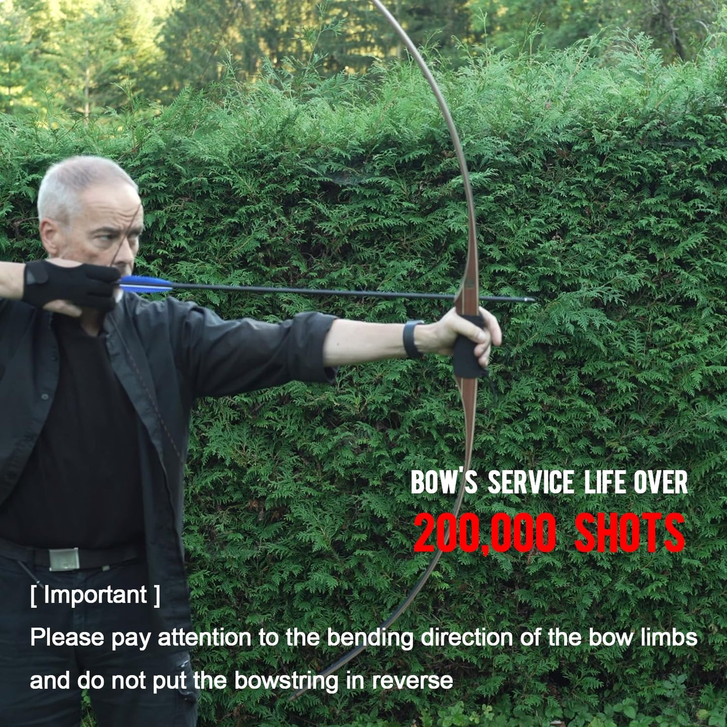 Sanlida Archery 68” Royal X8 Longbow Traditional Wooden Hunting Bow Handmade Hunting Bow and Arrows kit for Adults & Traditional Archers, RH Only (50lbs, Right Hand)