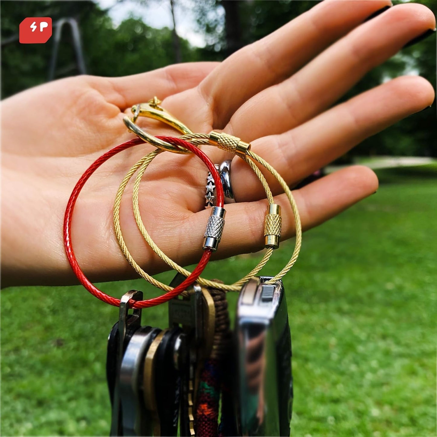 Large Key Ring Wire Stainless Steel Keychain Car Cable Keyring Loop Luggage Tag Hinge Keepers Binding Carabiner Big Locking