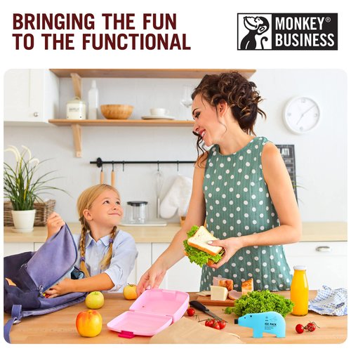 Monkey Business Kids Reusable Ice Packs Perfect For Lunch Boxes. Fun, Slim Freezer Packs Your Kids Will Love (Pack of 4)