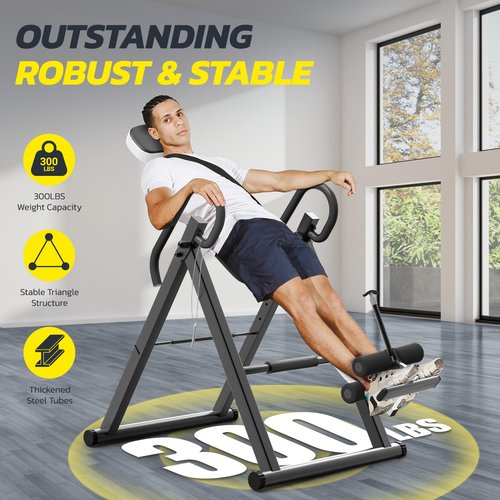 YOLEO Heavy Duty Inversion Table for Back Pain Relief with Adjustable Protective Belt 2023 Upgraded Inversion Foldable Heavy Duty up to 300 lbs