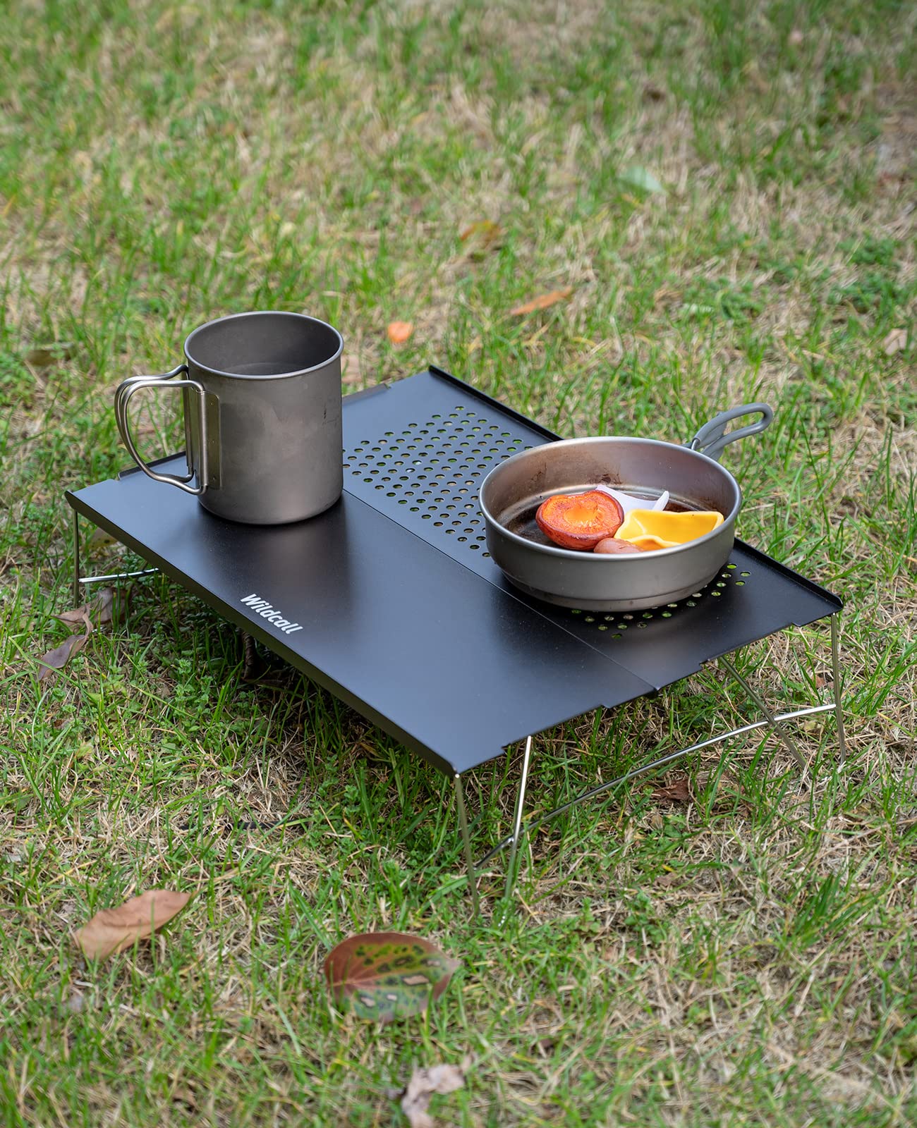 WildCall Mini Solo Folding Table Ultralight Compact with Carry Bag for Backpacking Camping Hiking Beach (Gunmetal)
