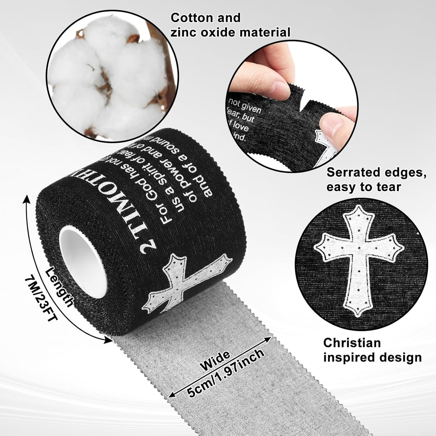 Christian Athletic Tape | 2 Pcs Cotton Sports Wrap 2in x 23ft | White