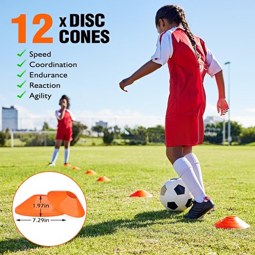 UZTUGG Soccer Training Equipment, Speed Agility Training Equipment for Kids Youth Adults, 20ft Agility Ladder, 4 Hurdles, Jump Rope, 12 Soccer Cones, Running Parachute, Football Training Equipment