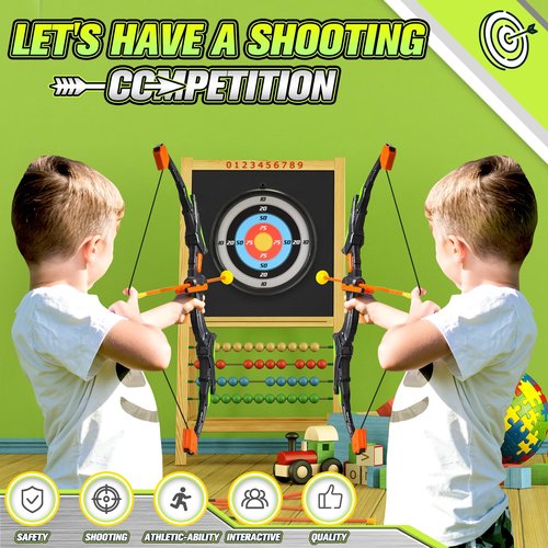 LED Light-Up Bow & Arrow Set for Kids - Outdoor Archery Game with Target, Bows & 5 Suction Arrows | STEM Toys for Kids Ages 4-12, Birthday for Boys Girls Indoor Outdoor Toys