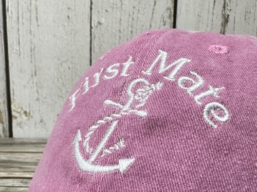 Enodtter First Mate Baseball Cap for Women, Washed Pink Nautical Marine Sailor Hats, Gift Skipper Boating Cap Embroidered Dad Hat