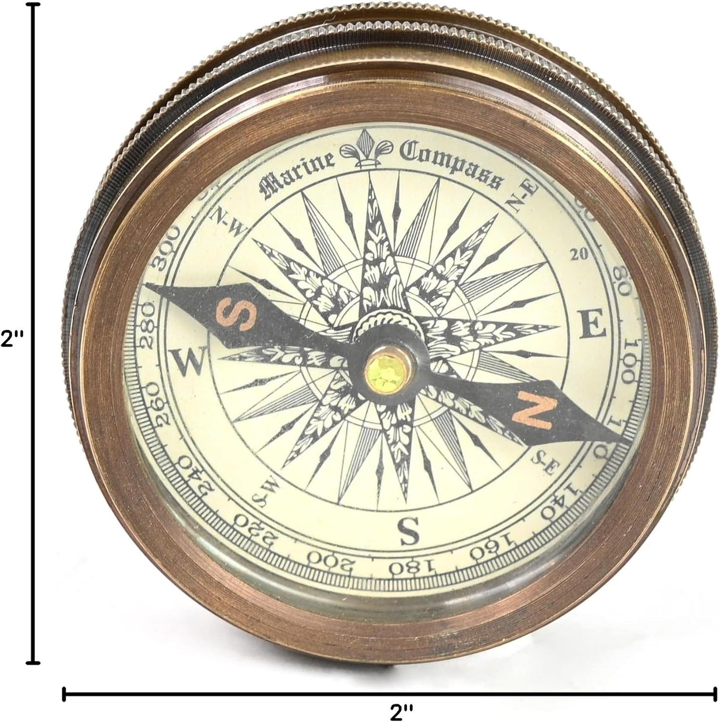 Vintage Brass Nautical Pocket Compass - 2-Inch Replica with Robert Frost Poem