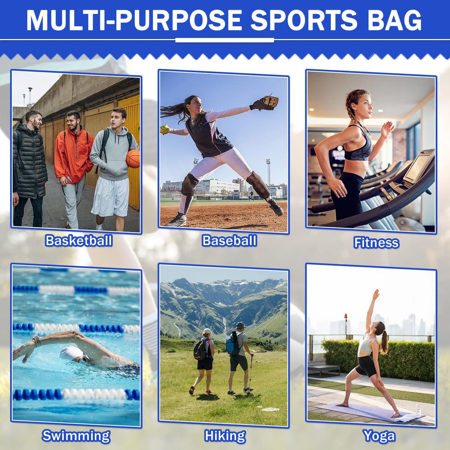 KAEGREEL Drawstring Soccer Bag Foldable Basketball Football Backpack Versatile Sports Bag with Detachable Ball Mesh Bag for Gym Volleyball Baseball Yoga, Blue