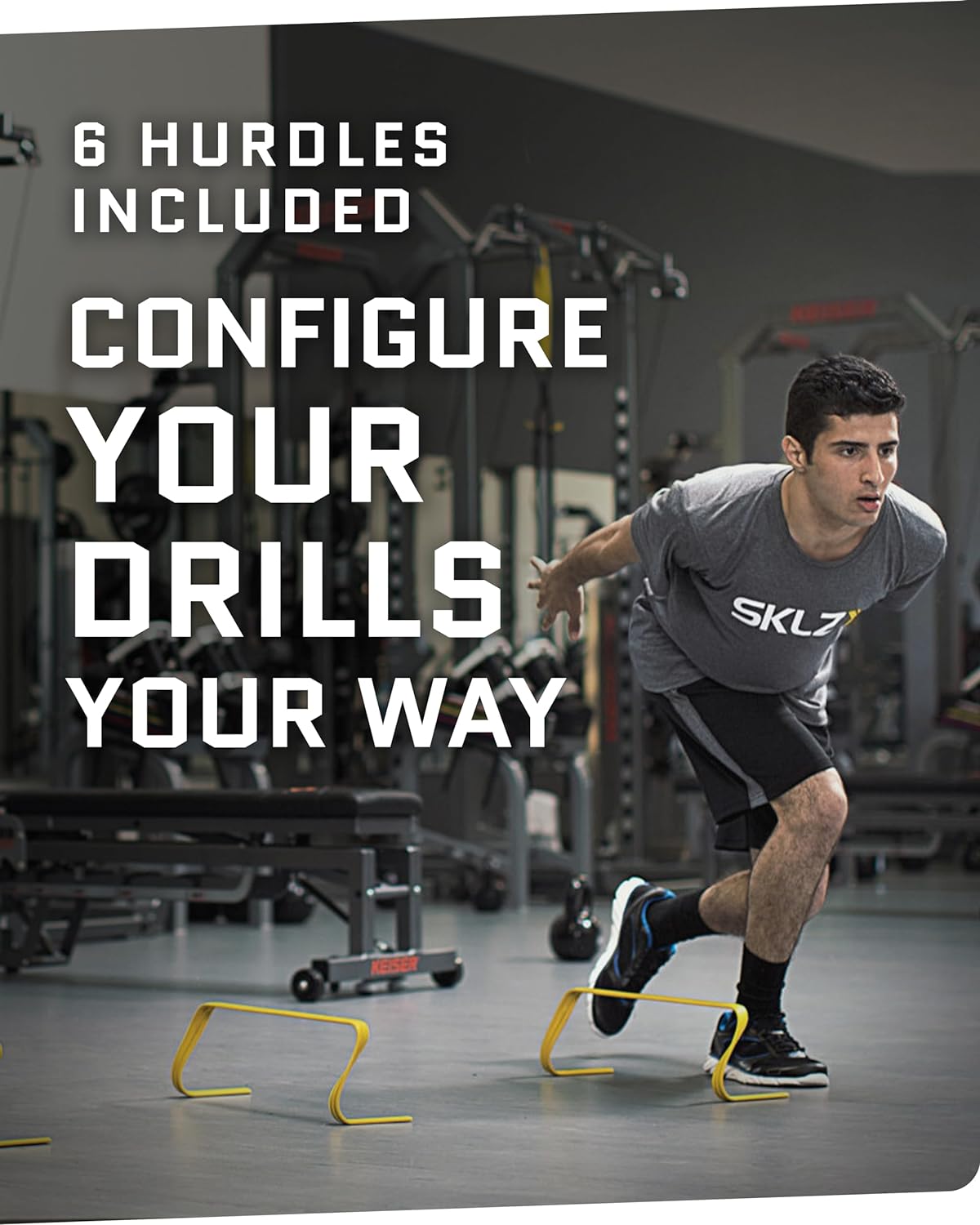 SKLZ 6X Ultra Durable Agility Hurdles - for Athletes of All Skill Levels,6pk of 6-in Tall Hurdles,Bright Yellow Color,Made of Durable, Composite Materials,Easy to Set up & Transport,Comes w/Carry Bag