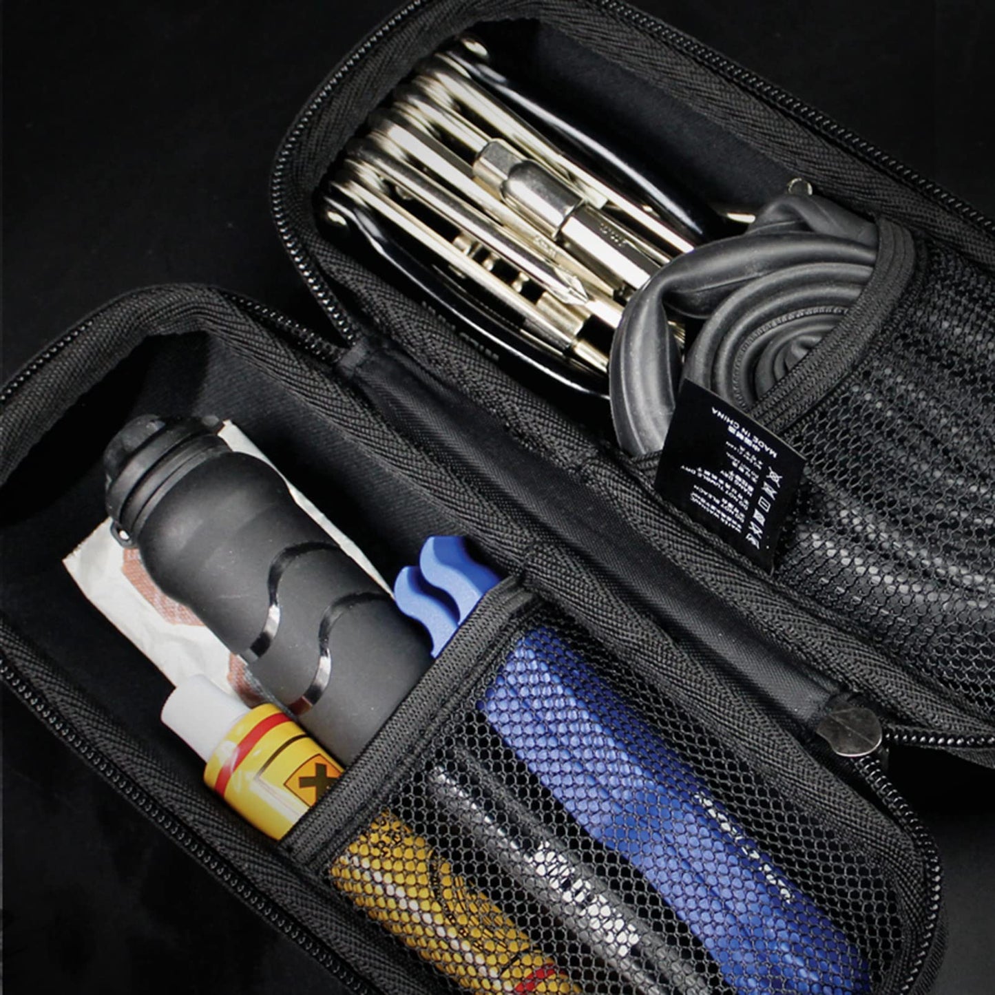 LAKE OF FIRE Small Bicycle Tool Bag, Tool Pod Bike Tire Repair Kit Bike Repair Tool Storage Bag with Zipper - Style B