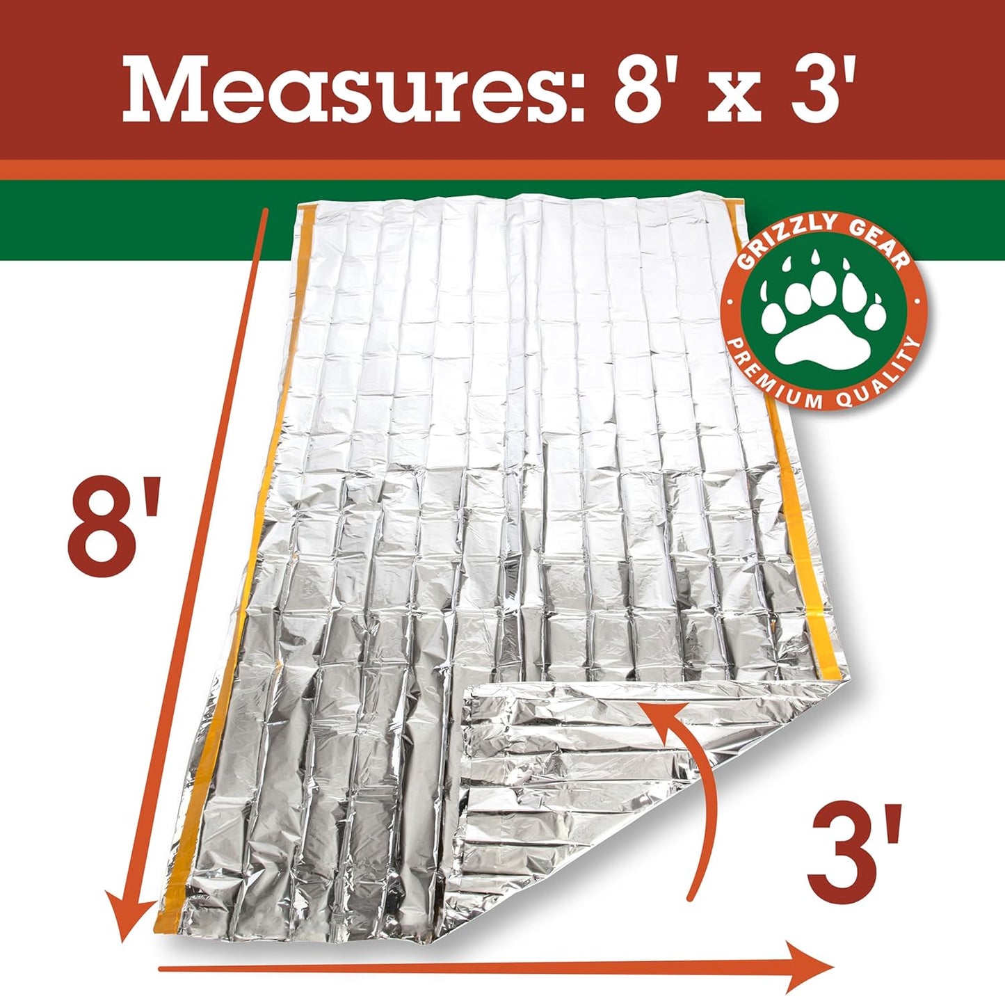 Emergency Thermal Tent -Reflective Mylar Survival Shelter-XL Size Waterproof Lightweight Tube Tent- Insulated Retains Heat & Fits 2 Adults in All Weather- Outdoors, Hiking, Bug Out Bag- 8 x 3 Feet