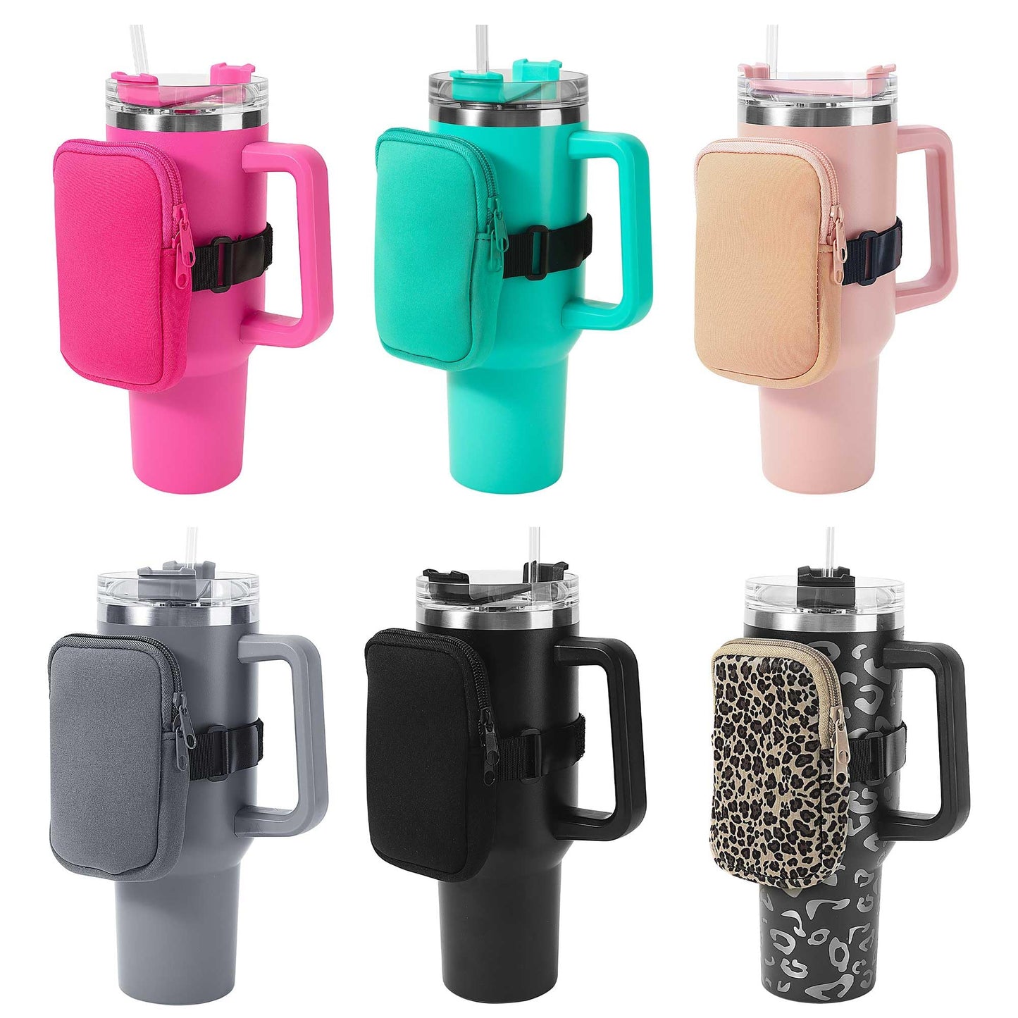 HAIBOLAN Water Bottle Pouch for Cup Gym Accessories Running Water Bottle Handheld Caddy Compatible with 40oz 30oz 20oz Tumbler Small Stuff Sleeve Bag for Earphone, Cards and Keys
