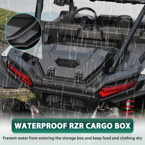 POKIAUTO 55QT Forward Cargo Box for Polaris RZR XP 1000 2024+, UTV Rear Waterproof Bin Bed Storage Box for RZR XP 1000/ XP 4 1000 Sport/Premium/Ultimate 2024 2025 Accessories, Replace #2884525