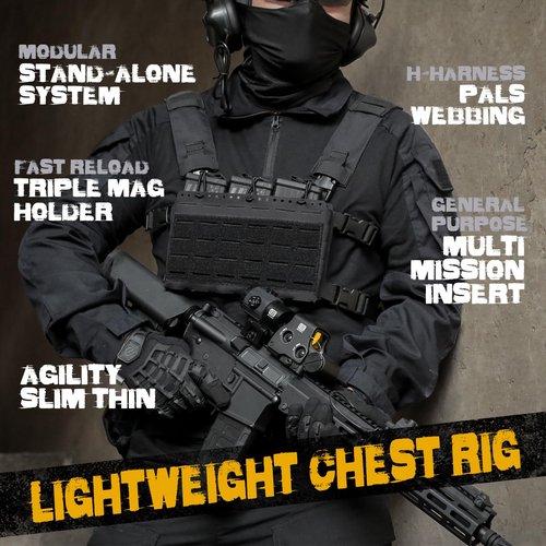 WYNEX Tactical Pouches Chest Pack Modular with Triple Magazine Insert, Molle Chest Rig Carrier