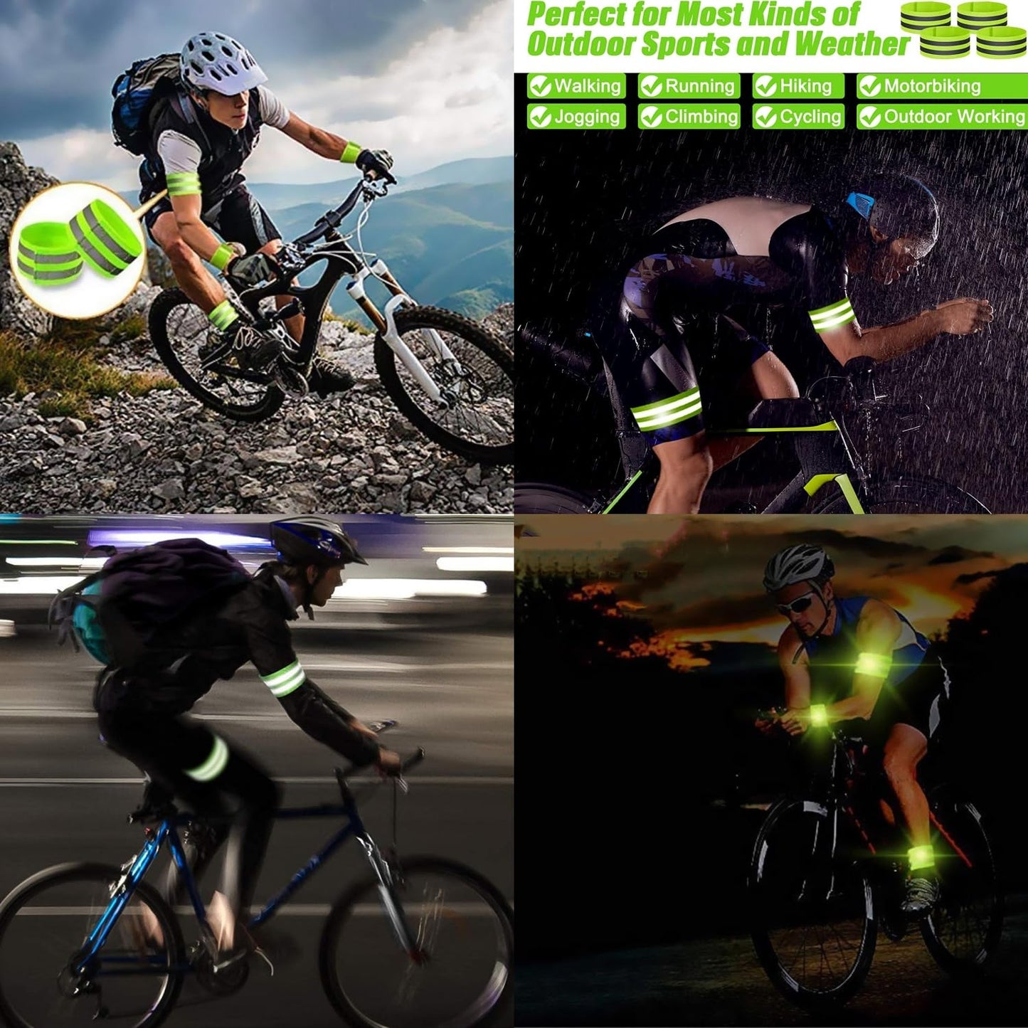 Kamozimi Reflective Bands for Night Walking Reflective Arm Bands Set of 6 Double Reflective Bands for Outdoor Cycling, Hiking, Jogging, Motorcycle Riding or Running