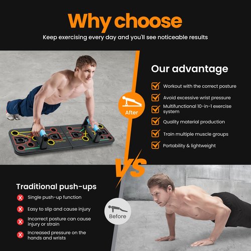 Push-up board, home gym, portable fitness equipment, Pilates bar, and 20 fitness accessories, including resistance bands and an ab wheel, for full-body workouts at home