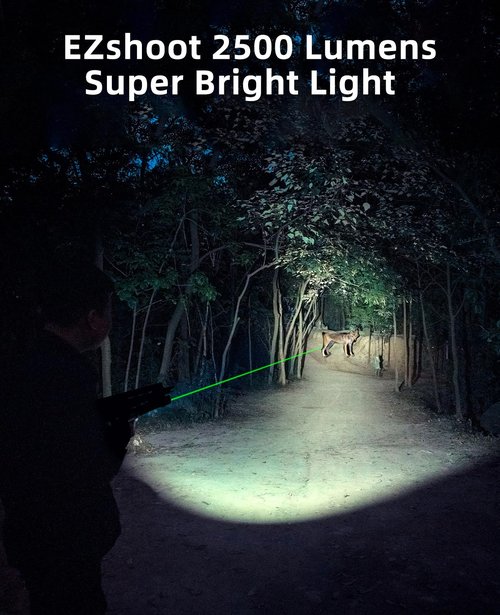 EZshoot 2500 Lumens Rifle Laser Light Combo Compatible with M-Rail, Rechargeable Ar Light Laser Combo with Magnetic Remote Switch, Tactical Rifle Flashlight with Strobe Mode for Home Defense, Hunting