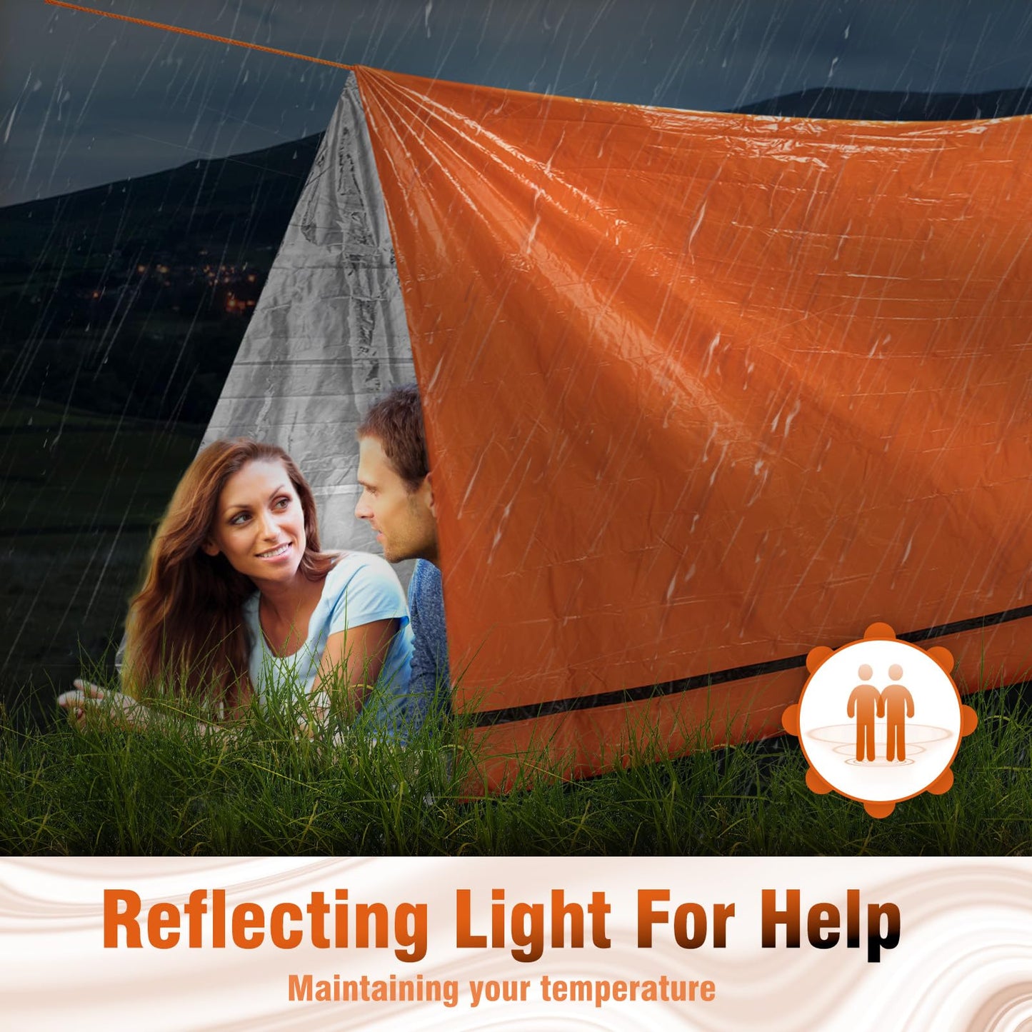 Kilihot Emergency Tent Shelter 2 Person Emergency Survival Life Pocket Tent Waterproof and Windproof for Camping Hiking Outdoor Activities