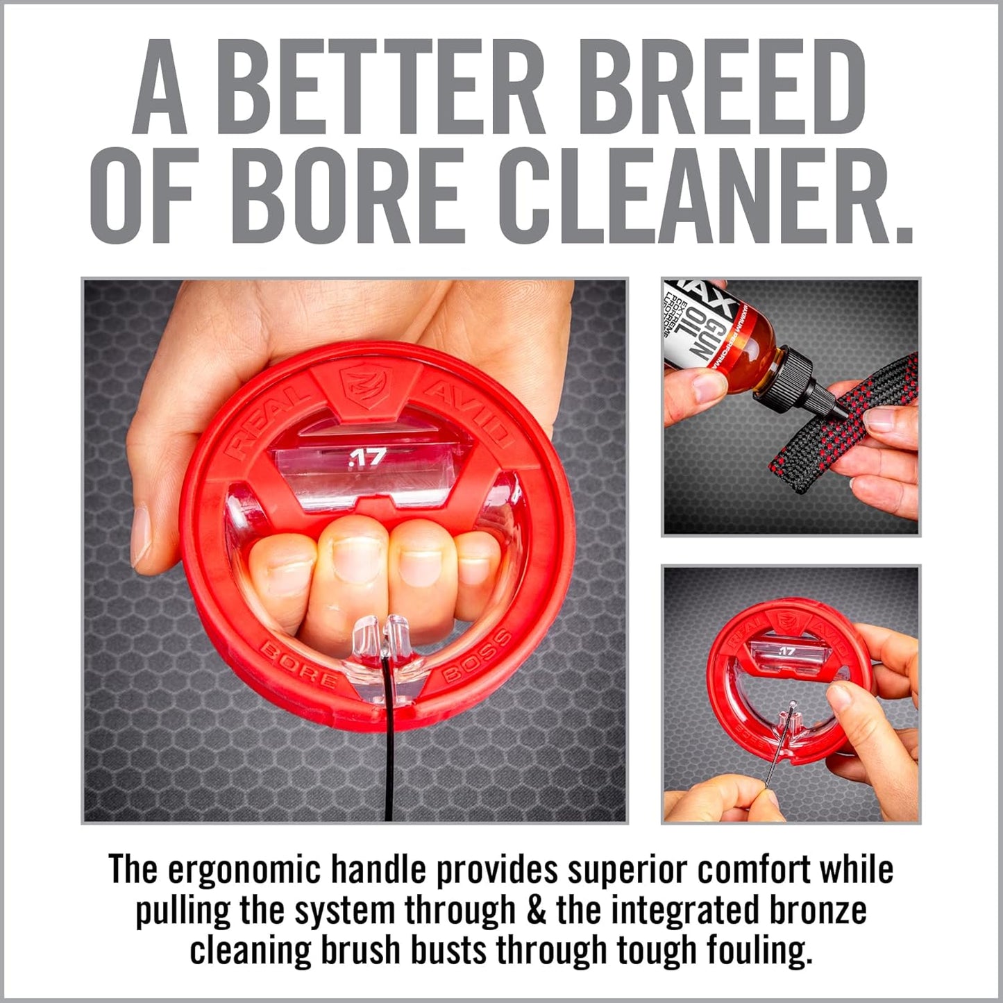 Real Avid Bore Boss Gun Cleaning System - Rapid Pull Through Barrel & Bore Cleaning Cable with Integrated Brush & Mop - Choose Style Below