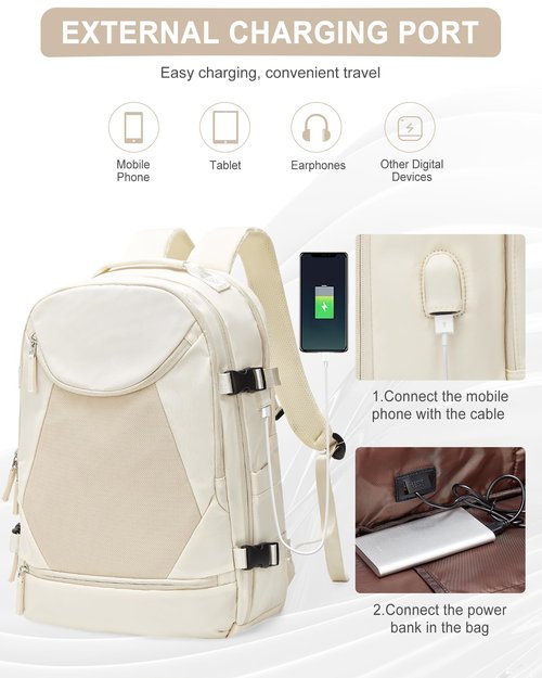 wepadre Travel Backpack Carry On Flight Approved Personal Item Backpack Carry On Backpack For Women Personal Item Travel Bag Mochila De Viaje Beige