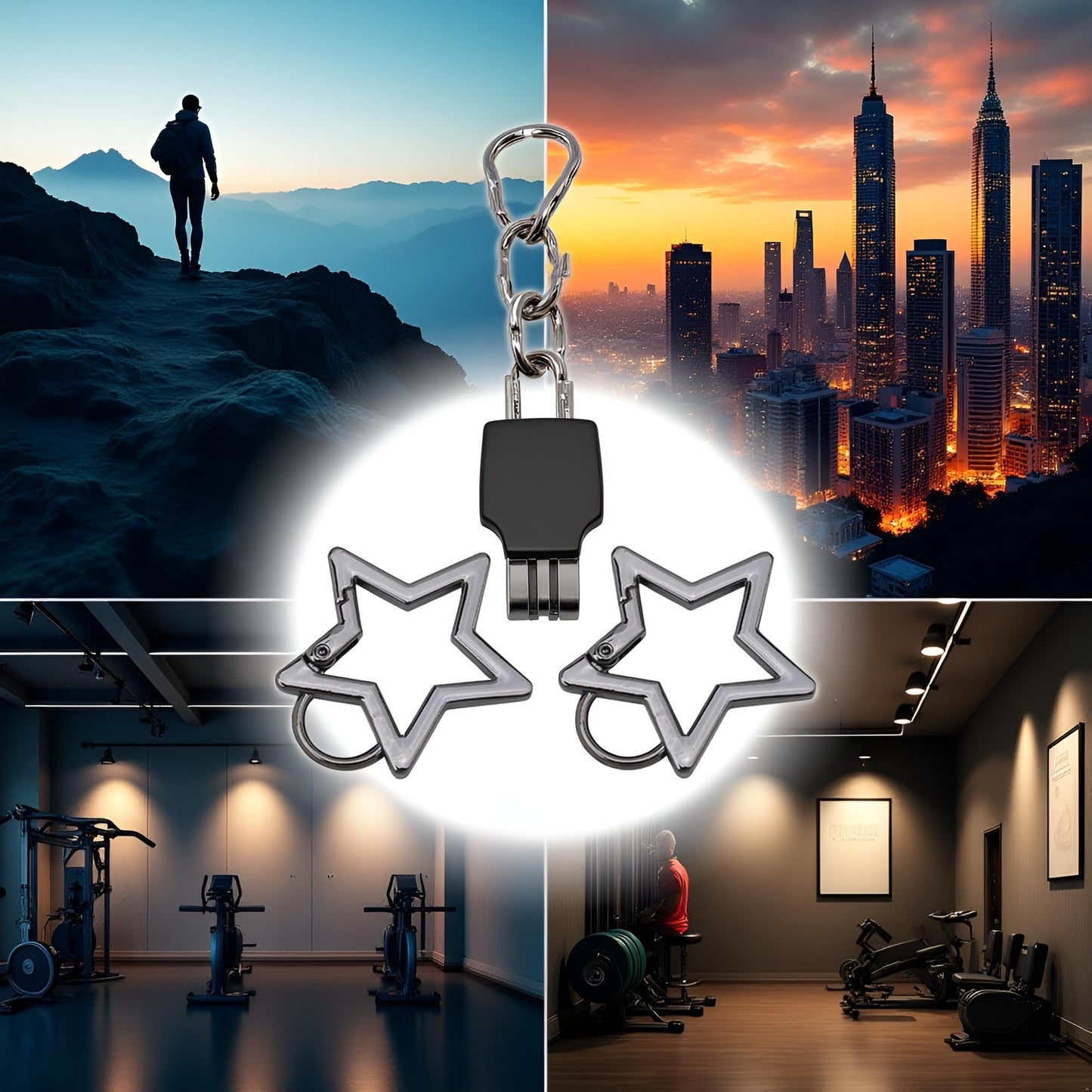 2 Pcs Gunmetal Star Stainless Steel Keychain Clip Carabiner Hook Retainer Star Carabiner Hook Retainer Keychain Carabiner Clip for Keys and Wallets with Key Chain Ring, Accessories, Car Keychain