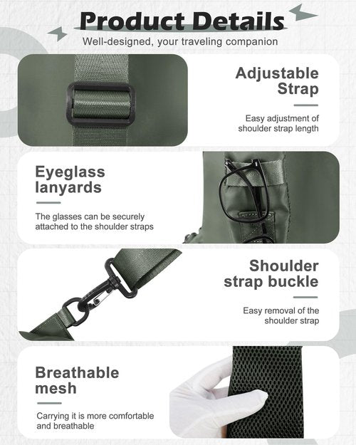 Sling Crossbody Bag for Men Women, Tactical Backpack Shoulder Daypack Mini Anti-Theft Motorcycle Chest Bags, Small One Strap Backpack for Casual Travel Hiking Outdoor Sports Green