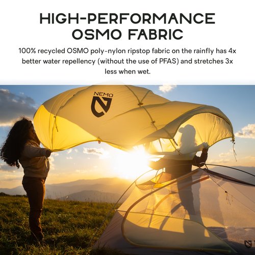 NEMO Equipment Mayfly OSMO Lightweight Backpacking Tent - 3-Person - Citron/Mango
