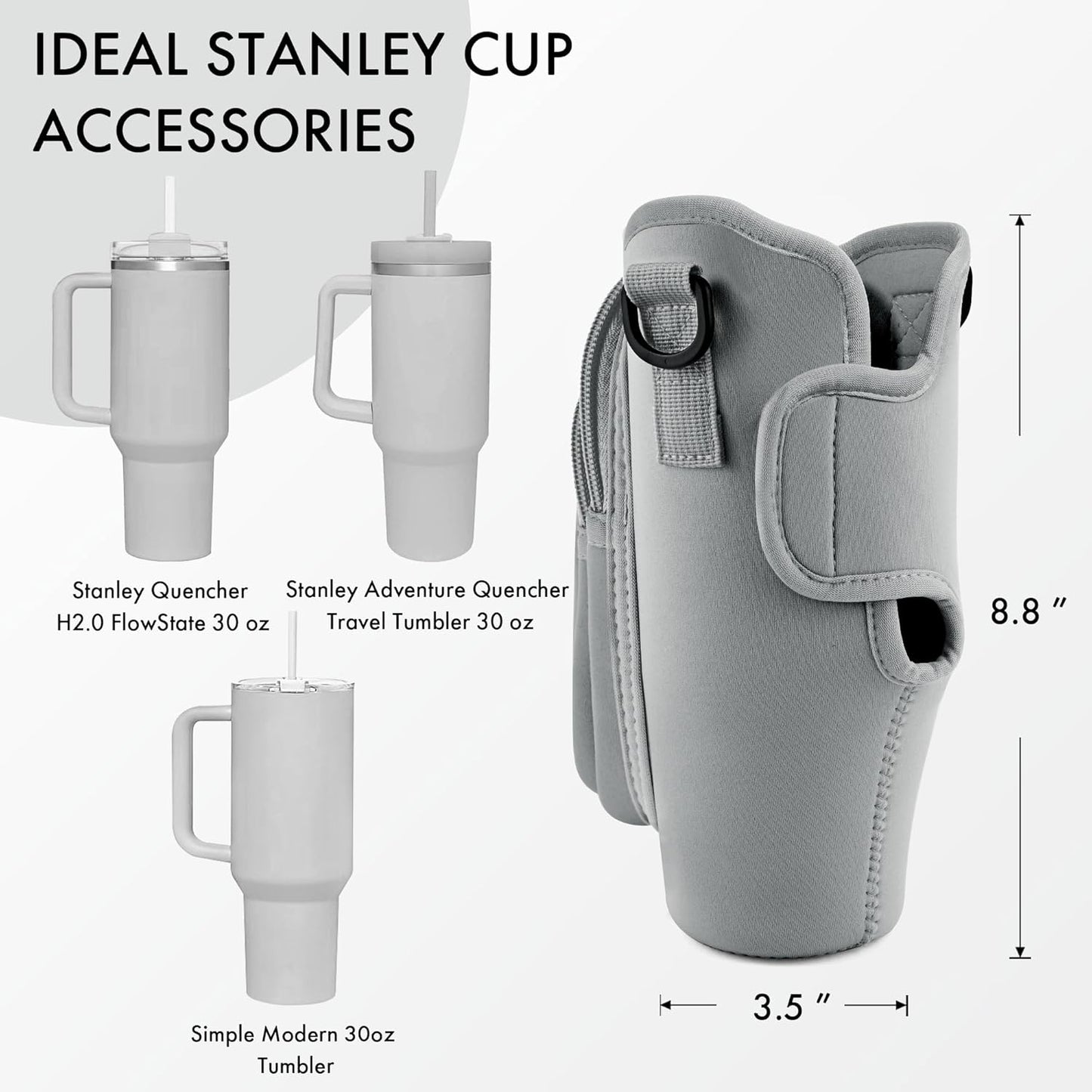Water Bottle Carrier Bag for Stanley Cup 40/30 Oz | Adjustable Strap & Phone Pocket