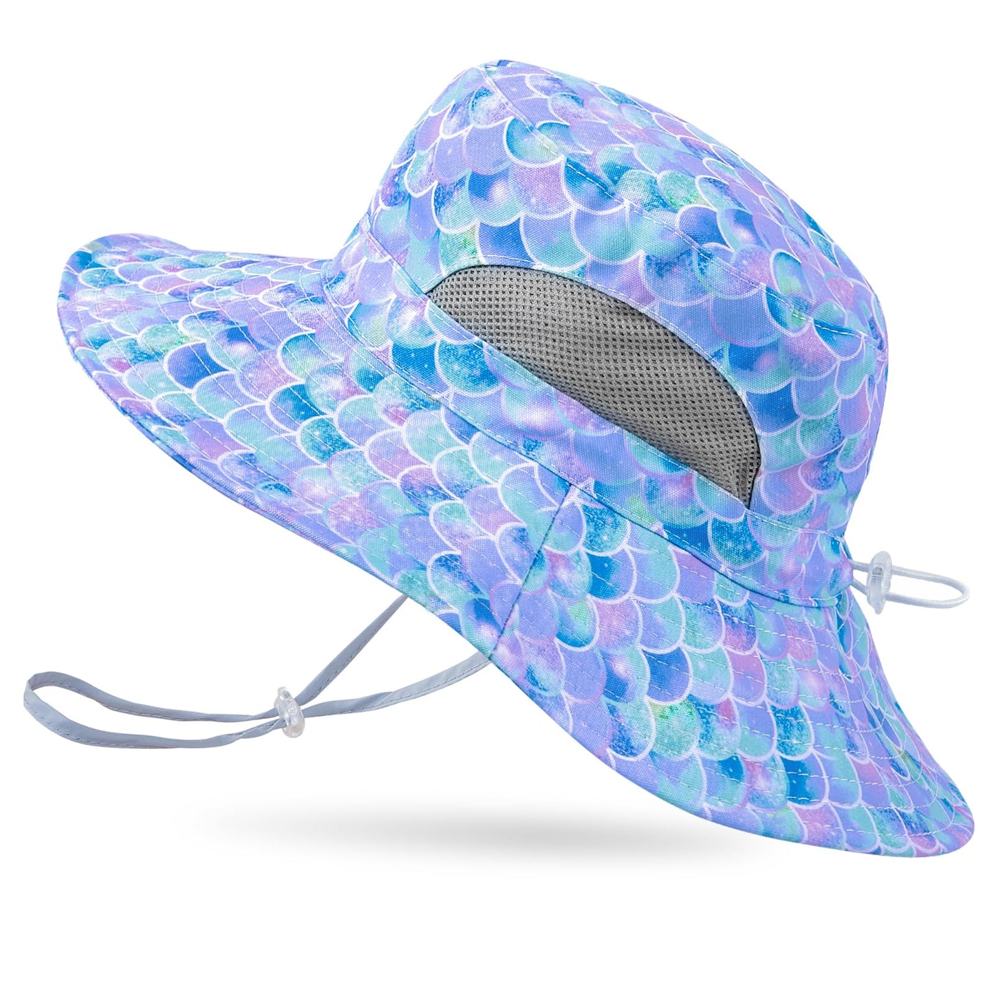 Kids Sun Hat for Girls Mesh Bucket Hat Toddler UV Protection Beach Hat Kids Foldable Fishing Hat for Girls 2-8 Years Blue